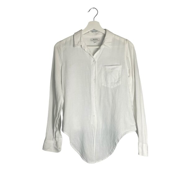Madewell White Tie-Front Shirt Size Small Summer Vacation Lightweight - Picture 3 of 12